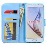 Wholesale Samsung Galaxy S6 Quilted Flip Leather Wallet Case with Strap (Blue)